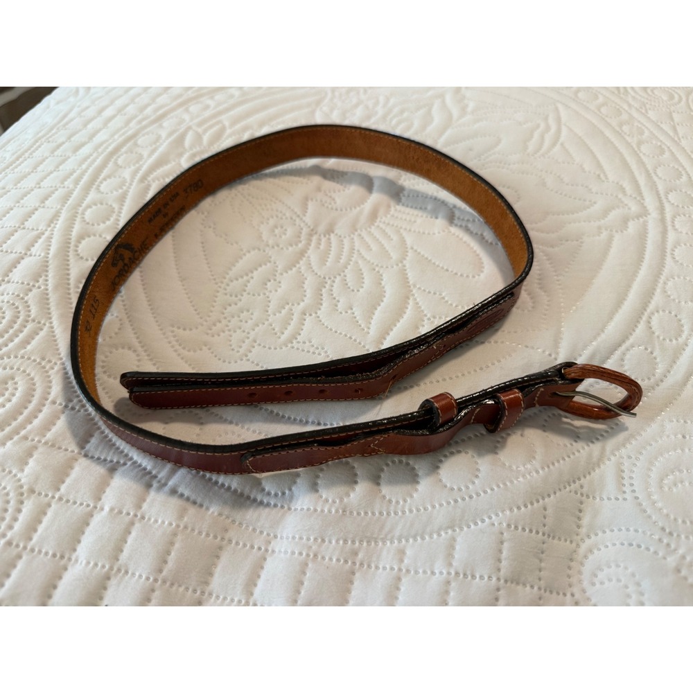 Jordache Vintage Brown Leather Belt Made in USA Size 32 Western 1 Inch Wide 3780